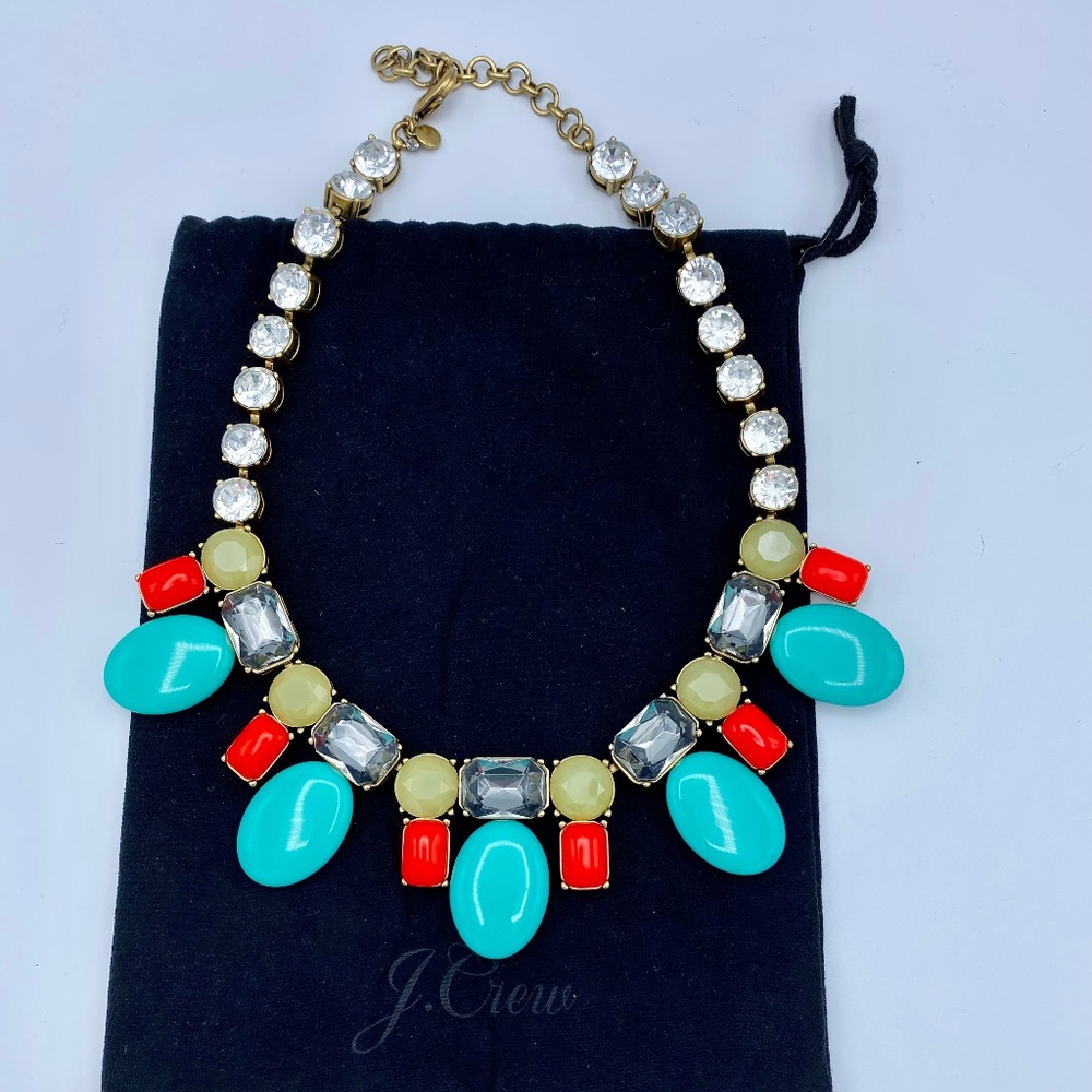 J. Crew Statement Necklace, crystal + color stones